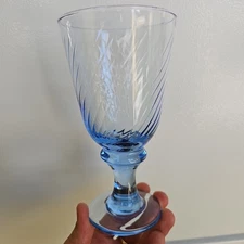 Libbey Blue Optic Swirl  Water Goblet Barware Glass 7"