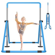 Gymnastics Bar with Rings, Adjustable Height Gymnastic Horizontal Bars, Foldi...