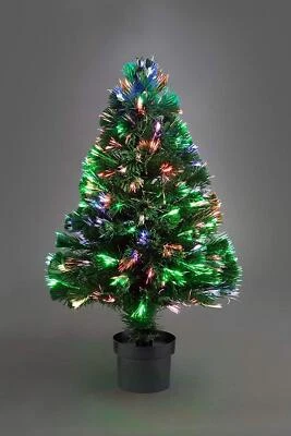 SHATCHI Christmas Tree Pre-Lit Green Fiber Optic LED Lights Xmas Home Festive Decor 2FT