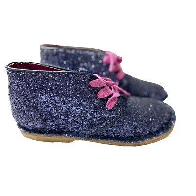 NWOT Cole Haan City Chukka Boots Girls Size 12 Glitter Pink Laces Booties  Navy