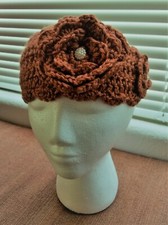Crimson Orange Crocheted Flowered Headband