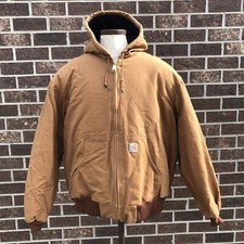 Carhartt Brown J140 BRN Hooded Jacket Quilted Lining USA Made Chore Coat XXL 2XL