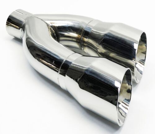 Exhaust Tip 2.50" Inlet 4.00" Outlet 16.00" long Dual Slant Angle Stainless Stee - Picture 3 of 8