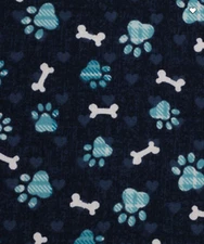 Blue Dog Paw & Bones Fabric 18” x 44” 100% Cotton