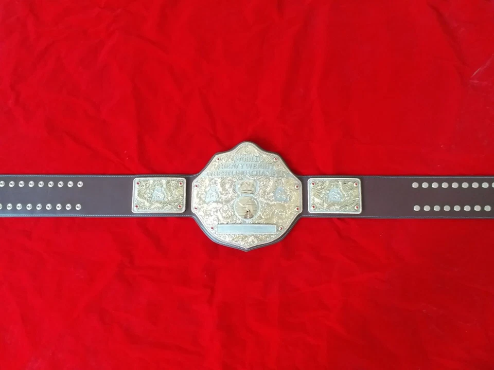Fandu Big Gold Nickel/gold Wrestling Championship Title Belt Brown Strap - Image 4 of 4
