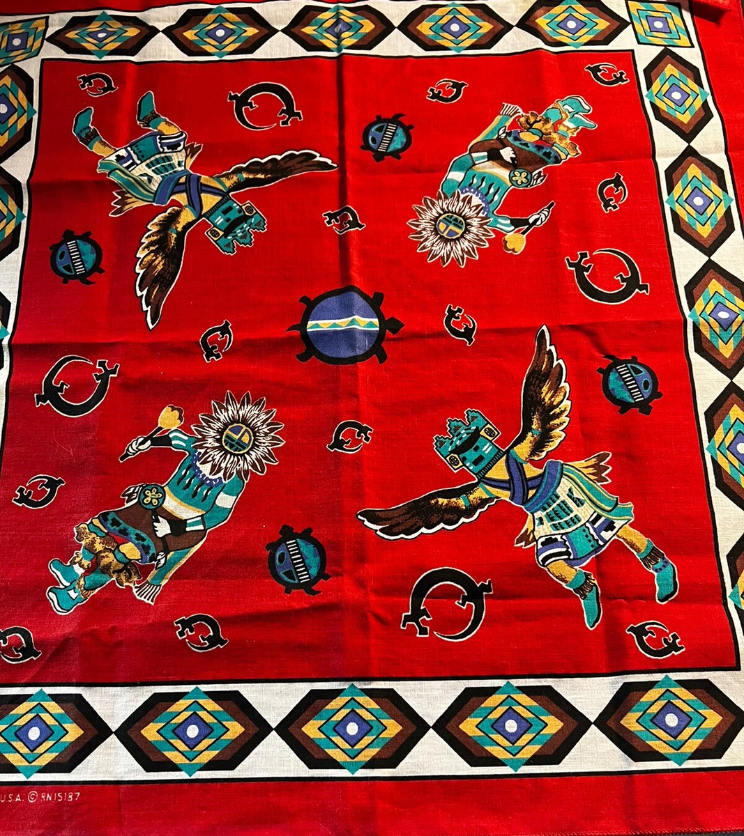 VTG Southwest Aztec 90s Native Pattern Bandana 21”x21” | eBay