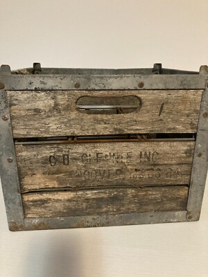 Vintage Wood & Metal Milk Crate C. D. Glennie Dairy, No Andover