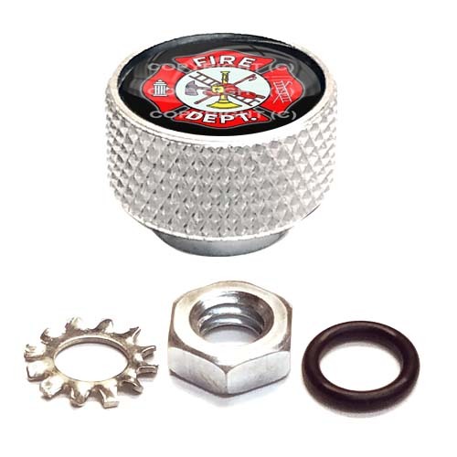 Chrome Billet Aluminum Knurled Horn Cover Nut Kit – Harley Twin Cam (Red Gloss Top)