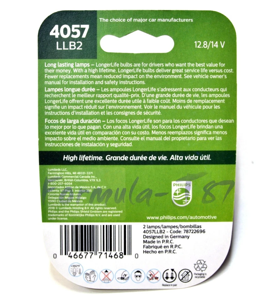 Philips LongerLife 4057 28.5/7W Dos Bombillas Señal de Giro Trasero Stock de Repuesto OE Foto 2 de 4