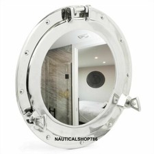 Porthole Finish 24 Nautical Wall Aluminum Mirror Decor Chrome Window Round large