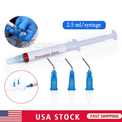 Dental Lab Porcelain Etch Gel 9.5% Hydrofluor Acid Etchant Syringe 2.5ml