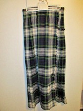 Scott the Kiltmaker of Aberdeen Pure Wool GREEN WHITE Plaid Kilt SZ 24 ST. PATS