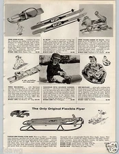 1958 PAPER AD Sled Flexible Flyer Zipees Skates Mirro Sno Bronco Foot Control