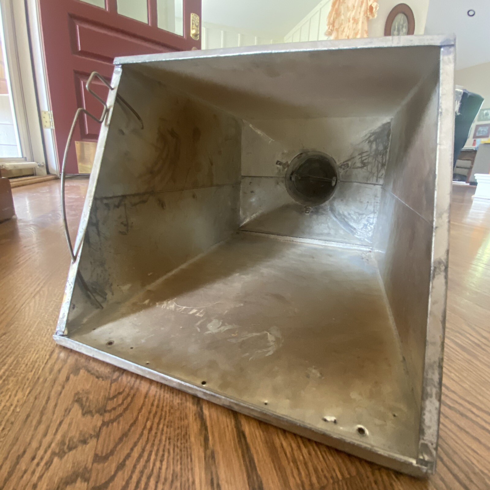 Antique Flour Sifter Bin Old Kitchen Hutch Metal Glass Window Hoosier