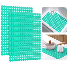 2-Pack PVC Sink Mat Adjustable Protector Pad Kitchen Sink 15.7"x11.8" Green
