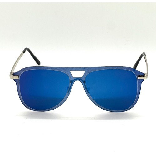 Sunglasses Blue Mirrored Lens Silver Frame Fashion Female Male Lentes Gafas New - Picture 2 of 3