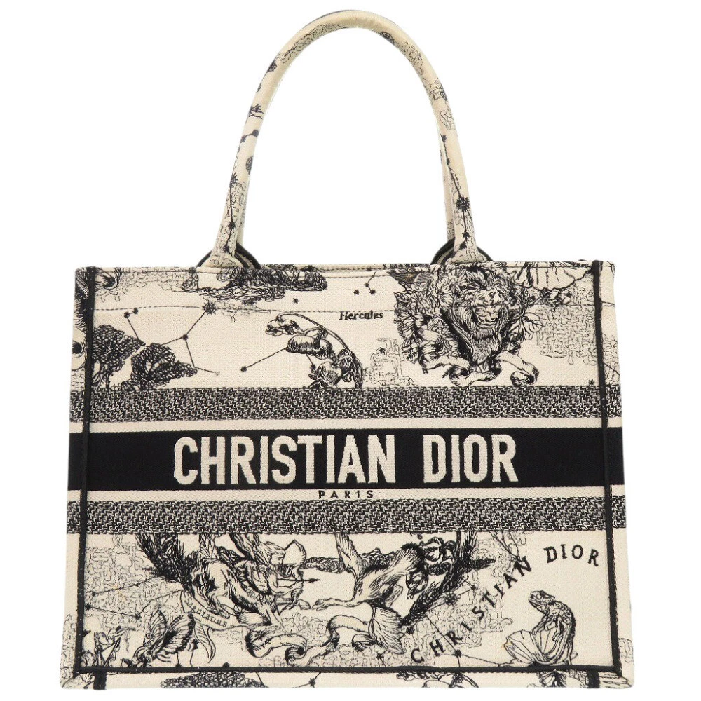 AUTHENTIQUE sac fourre tout Christian Dior M1296ZRHZ M06E livre fourre tout moyen toile blanche