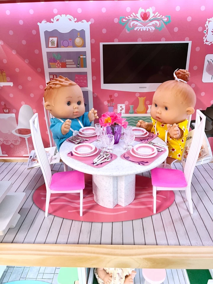 Gigante Casa Casetta delle Bambole Legno 114cm Mobili Tavolo Accessori 46 + Luci - Immagine 4 di 4