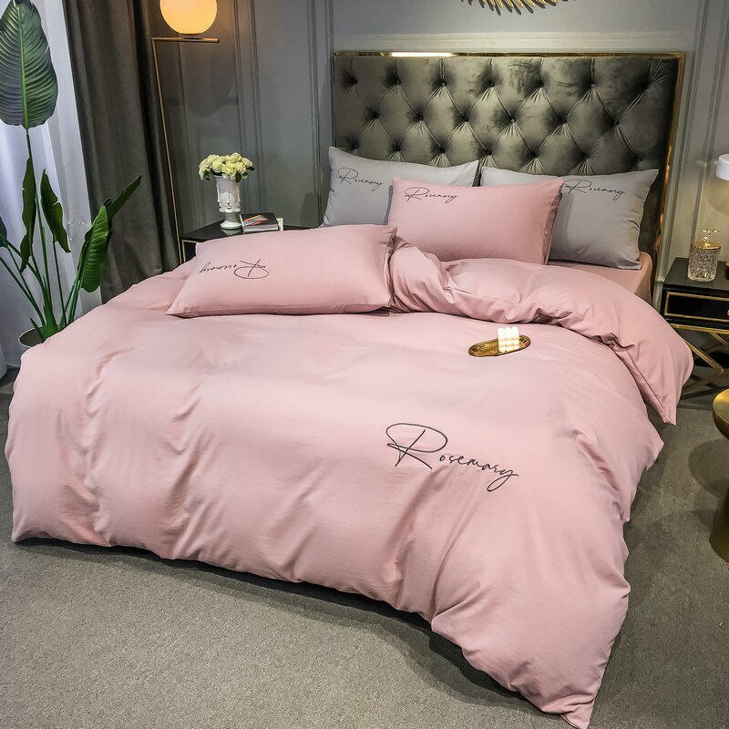 Luxury Embroidery Bedding Set Home Duvet CoverSet with Flat Sheet