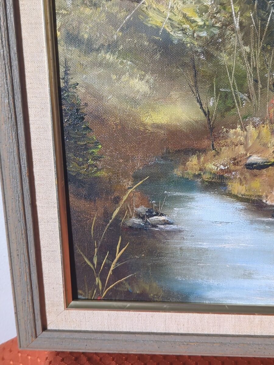Scenic Oil Painting Signed Hez 15.5 Scenic Oil Painting Signed Hez 15.5