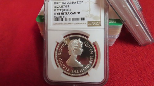 TRISTAN da CUNHA - Elizabeth II Silver Jubilee 25 Pence 1977 NGC PF68 - Picture 6 of 6