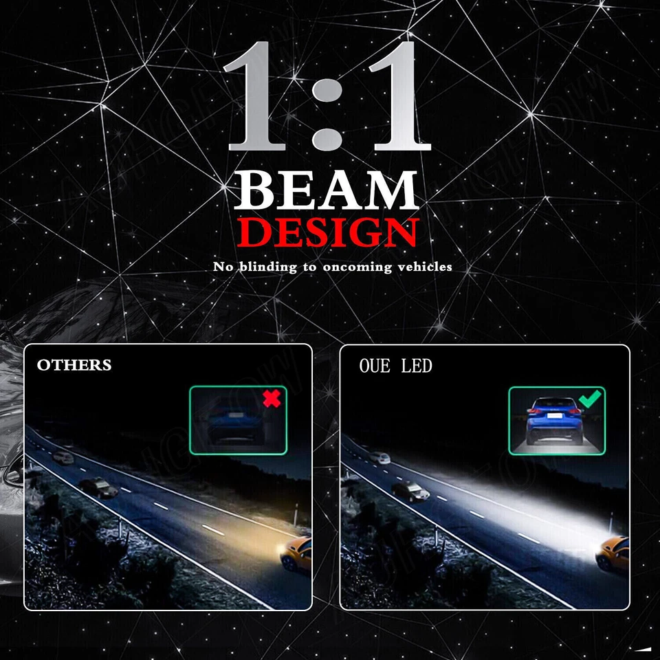 For Oldsmobile Bravada 1996-2004 - 4X 6000K LED Headlight Bulbs High Low Beam - Image 4 of 4