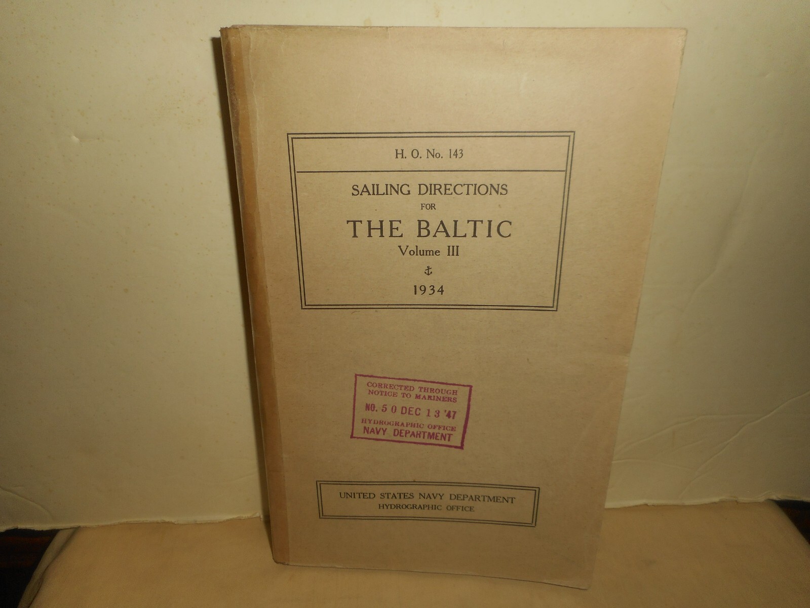 SAILING DIRECTIONS for the BALTIC Vol. 3 U.S. NAVY Hydrographic Office 1934 Book