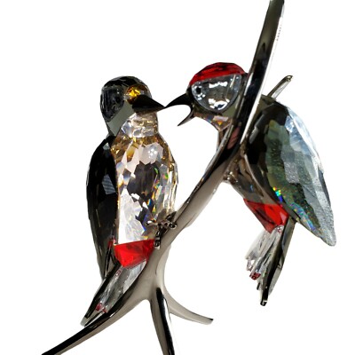 Swarovski Crystal Bird Woodpecker Black Diamond 957562 Retired