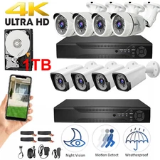 4CH 8CH 1080P Security CCTV Cameras Outdoor Home Night Vision DVR Surveillance