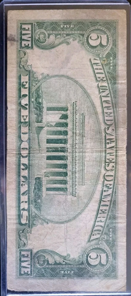 1953 Five Dollar $5 BLUE SEAL Silver Certificate Note Priest Humphrey signatures - Image 2 of 2