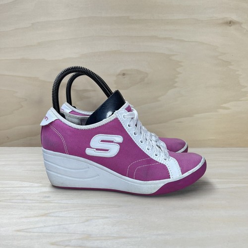 skechers pink wedge sneakers