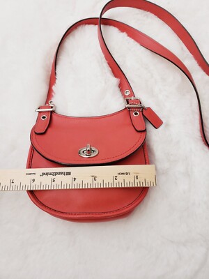 Coach The Legacy Mini Saddle Bag Coral Red Crossbody Silver