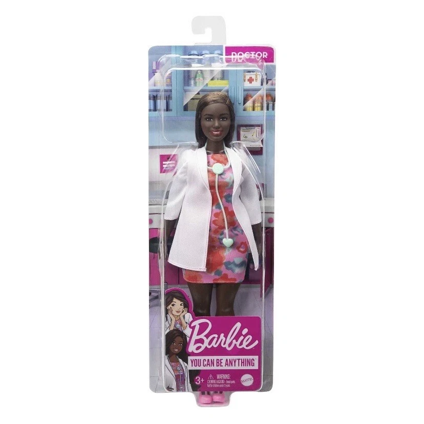 Barbie Doctor Doll With Stethoscope and Lab Coat Brown Hair Pink Shoes New