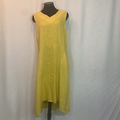 terzo millennio linen dress TERZO MILLENNIO Linen Sleeveless Tank High Low Dress Size L Made In Italy