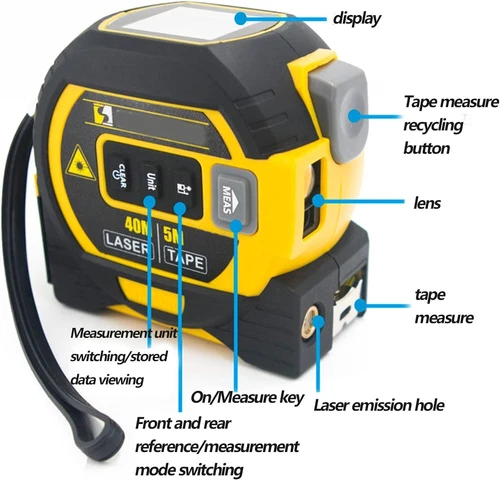 3 IN 1 Laser Tape Measure Digital Tape Measure High Precision Laser Rangefinder - Picture 4 of 17