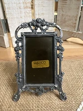 Mini Pewter  Picture Frame Roses/Floral - Easel Stand