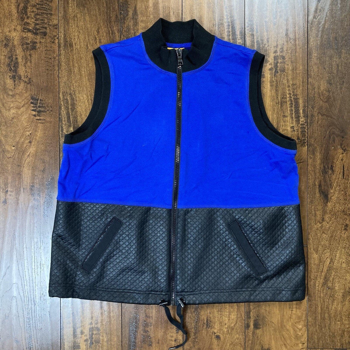 Ruby Rd Petite Women's Petite Large Quilted Zip Vest Blue Black