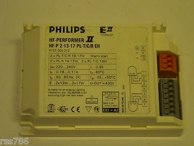 Philips HF-Performer II; HF-P 2 13-17 PL-T/C/R EII; 220V/240V Lamp Ballast ; New