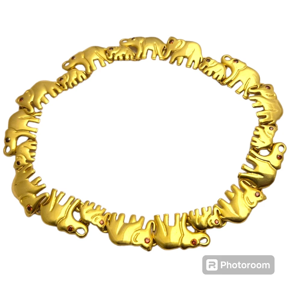 Редкий золотой браслет из серебра 925 пробы со слоном гранатом звеном на лодыжке - Изображение 2 из 4