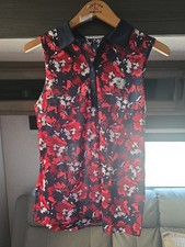 Camisa grande Puma para mujer Piqué Borrego sin mangas azul marino profundo/salmón