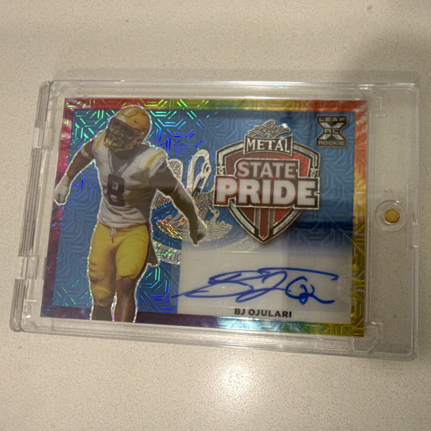 Leaf 2023 Metal State Pride BJ Ojulari Rookie Auto #SP-BJO LSU Tigers 1/4