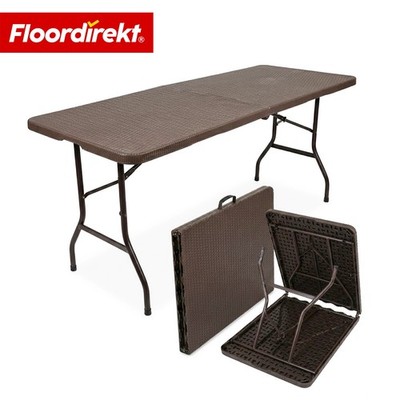 Floordirekt Klapptisch Gartentisch Balkontisch Rattan 183×75 cm braun Miyako
