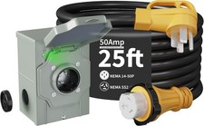 25FT 50 Amp Generator Cord Power Inlet Box Ki...