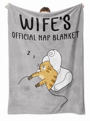 Soft Plush Cozy Gray Cat Premium Lux Blanket 60x50  Fun Cat Lady Cat lover Gift