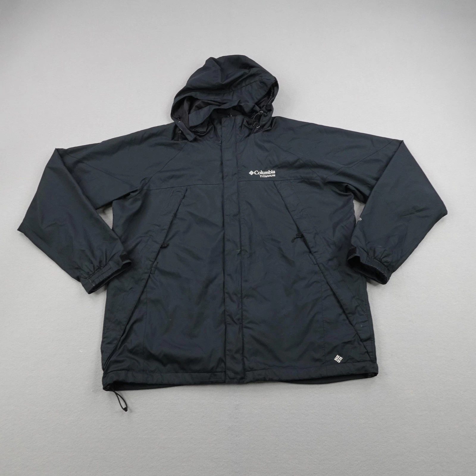 Columbia Jacket Mens XL Black Titanium Interchange Rain Coat Omni Tech Omni Heat