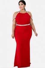 Red Sleeveless Maxi Bodycon Dress Size 2XL Color Red
