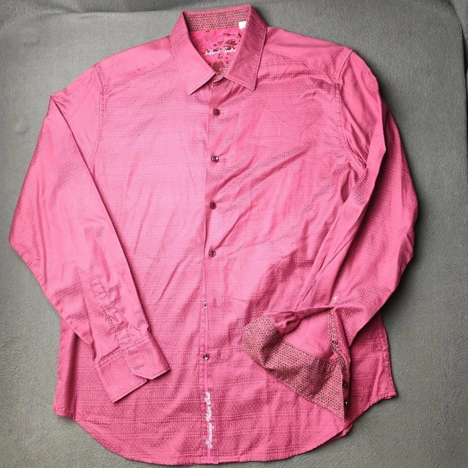 Robert Graham Shirt Mens Large Red Classic Long Sleeve Button Front Cotton - Image 2 of 4