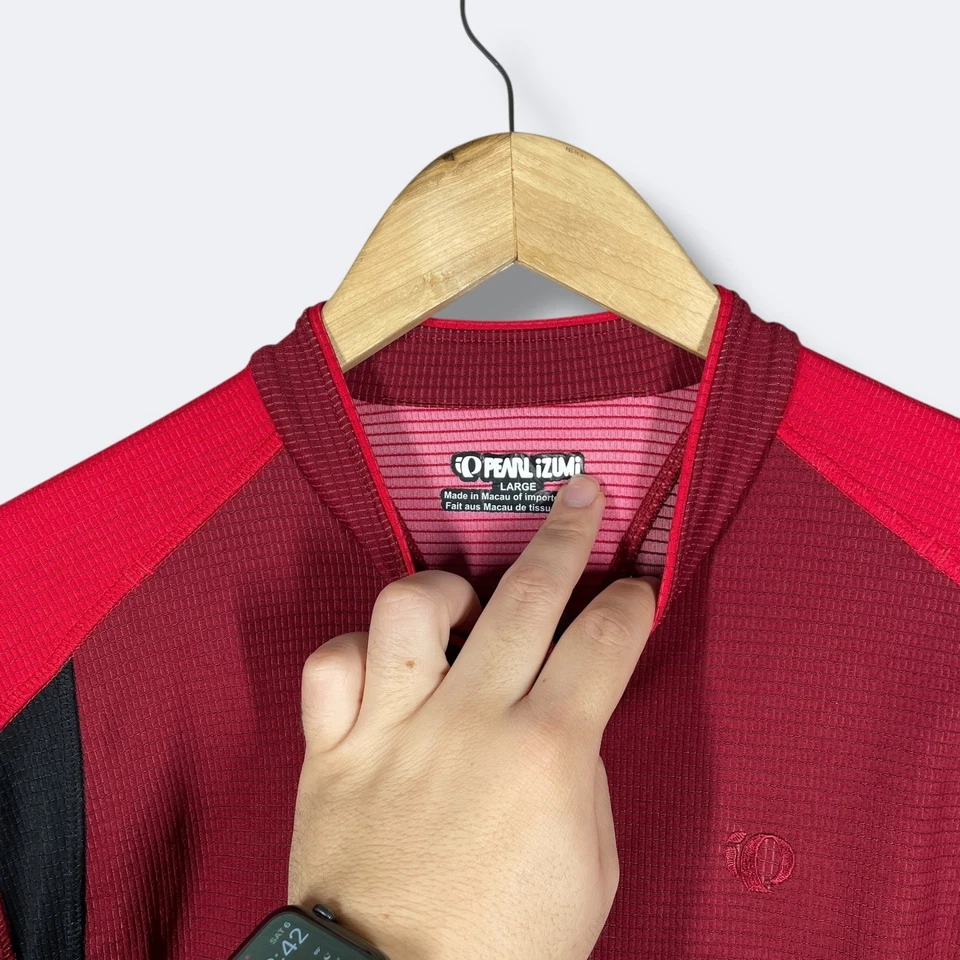 Camiseta deportiva elástica básica Pearl Izumi para hombre grande roja negra Foto 3 de 4