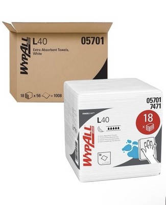 WypAll L40 Disposable Washcloth Task Wipes 12.5 X 13'' 05701 Case of 1008 Wipes