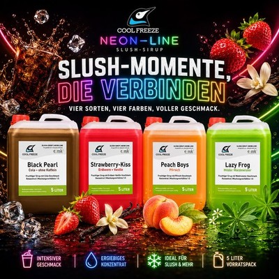 Slush Sirup 4x5 L Cola Waldmeister Pfirsich Erdbeere  4,50  /L direkt Hersteller